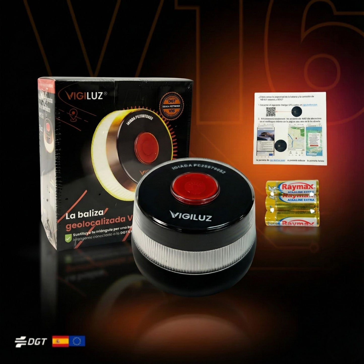 Baliza V16 VIGILUZ Homologada DGT 3.0 y Conectada con Geolocalización