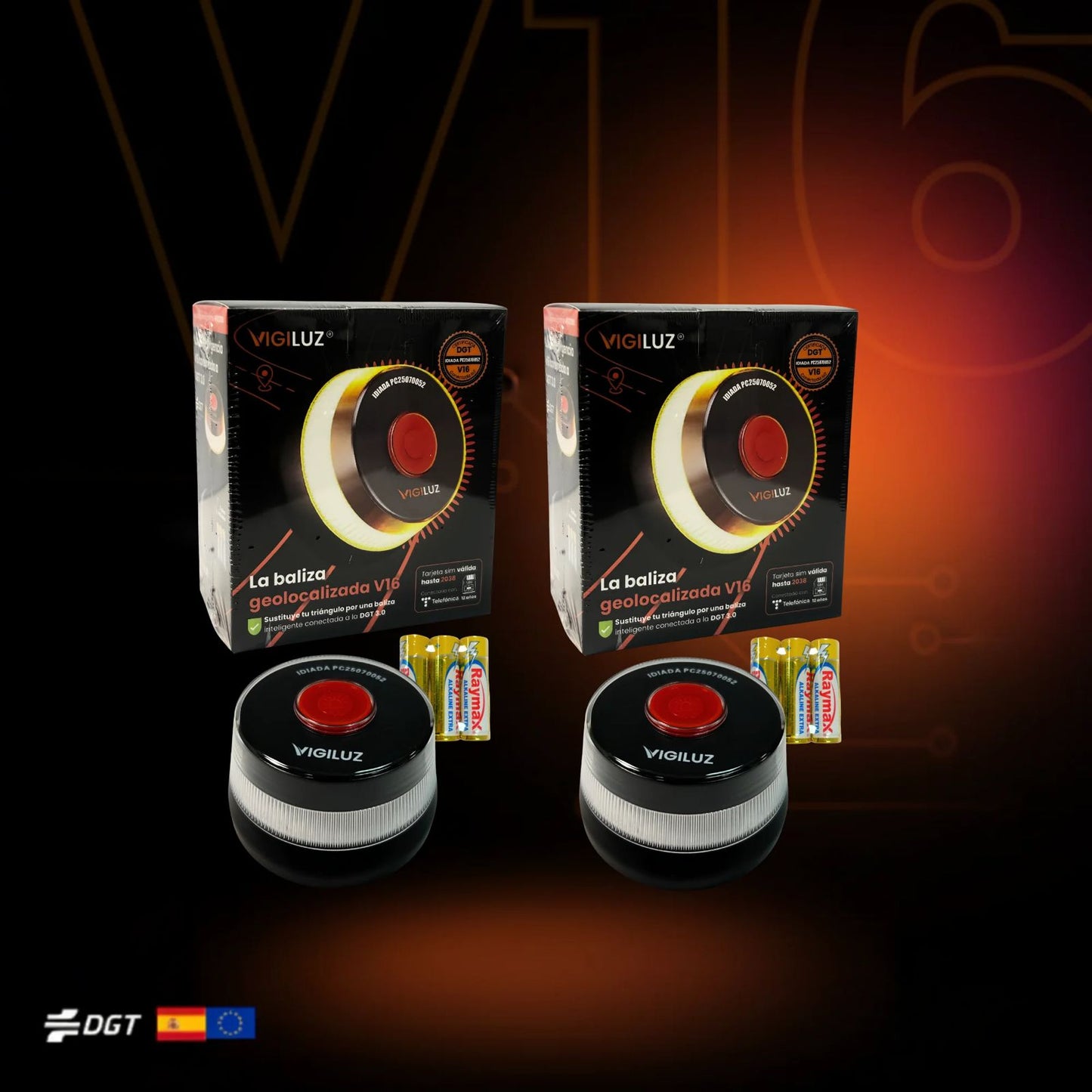 Pack Ahorro Balizas V16 Homologadas VIGILUZ para familias y flotas